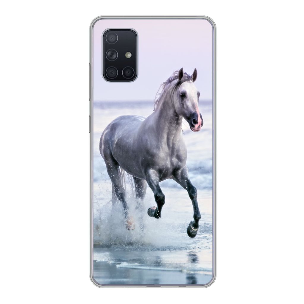 MuchoWow Handyhülle Schutzhülle Hülle für Samsung Galaxy A71 Pferd - Meer - Pastell Silikon Softcase Handy Hülle - Kartenbesitzer