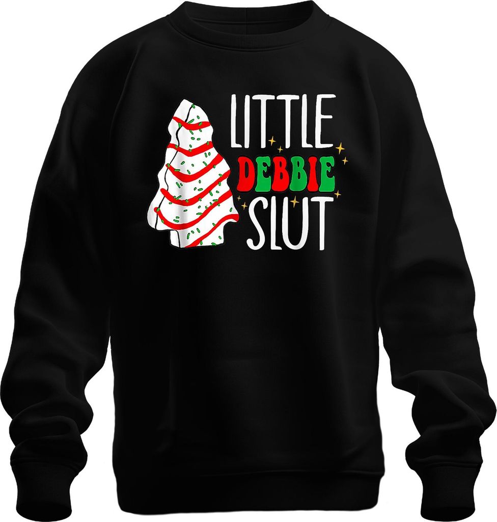 LITTLE DEBBIE SLUT Weihnachten frech lustig Geschenk Cookie Retro Uni Sweatshirt Pullover, Schwarz, 3XL