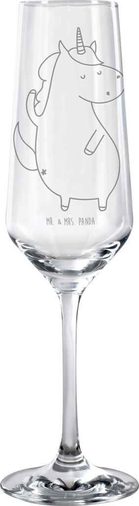 Mr. & Mrs. Panda Sektglas Einhorn Mann - Transparent - Geschenk, Unicorn, Champagnerglas, Beste, Trinkglas, Sektflöte, mit Gravur, BFF, Einhörner...