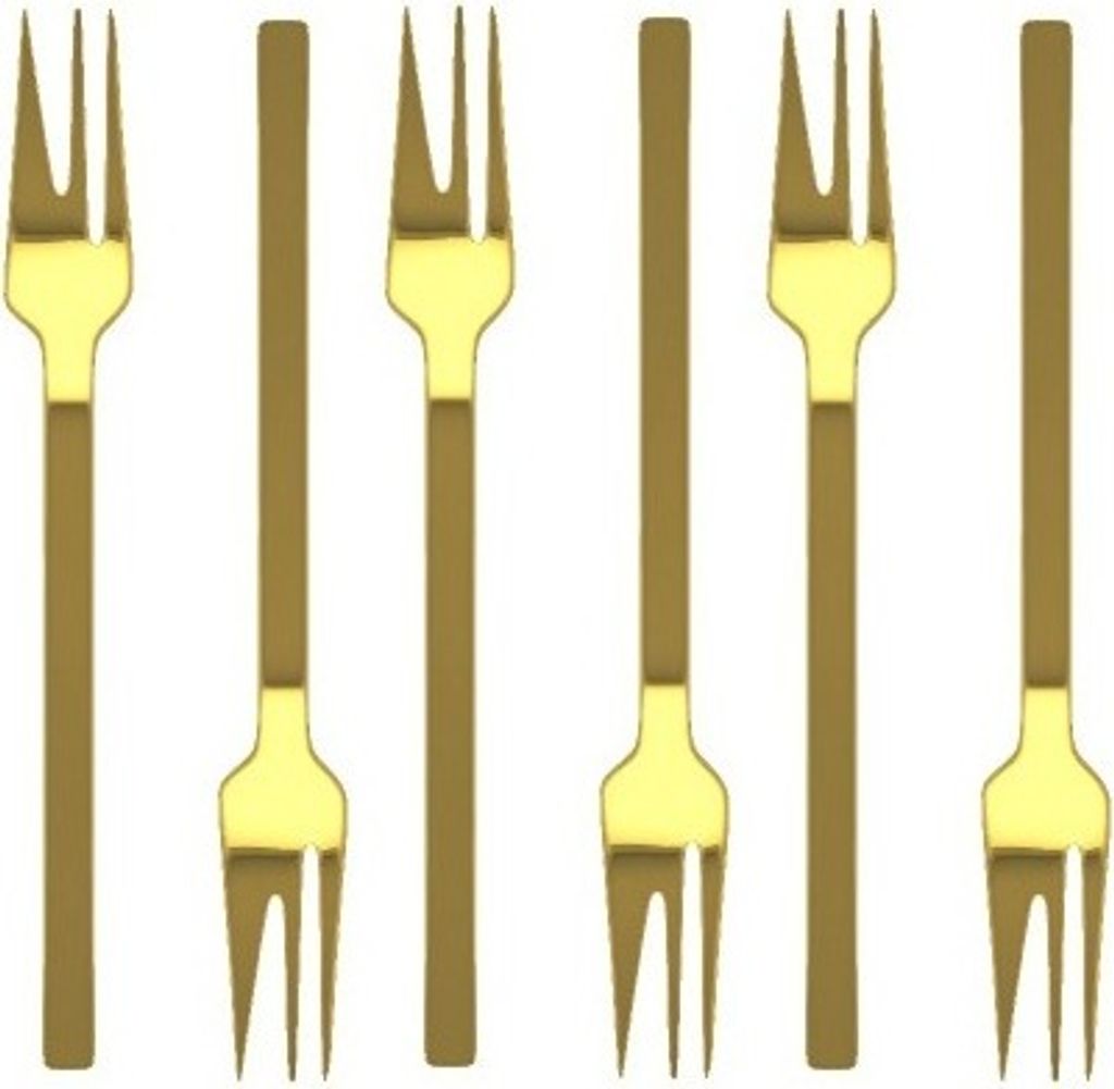 MEPRA KUCHENGABELN 6 tlg. SET Dessertgabeln Edelstahl Gabeln Kuchen Golden