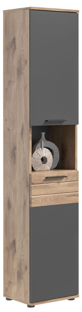 Hochschrank - Basalt Nachbildung - Nox Eiche Nachbildung - Produktbild 