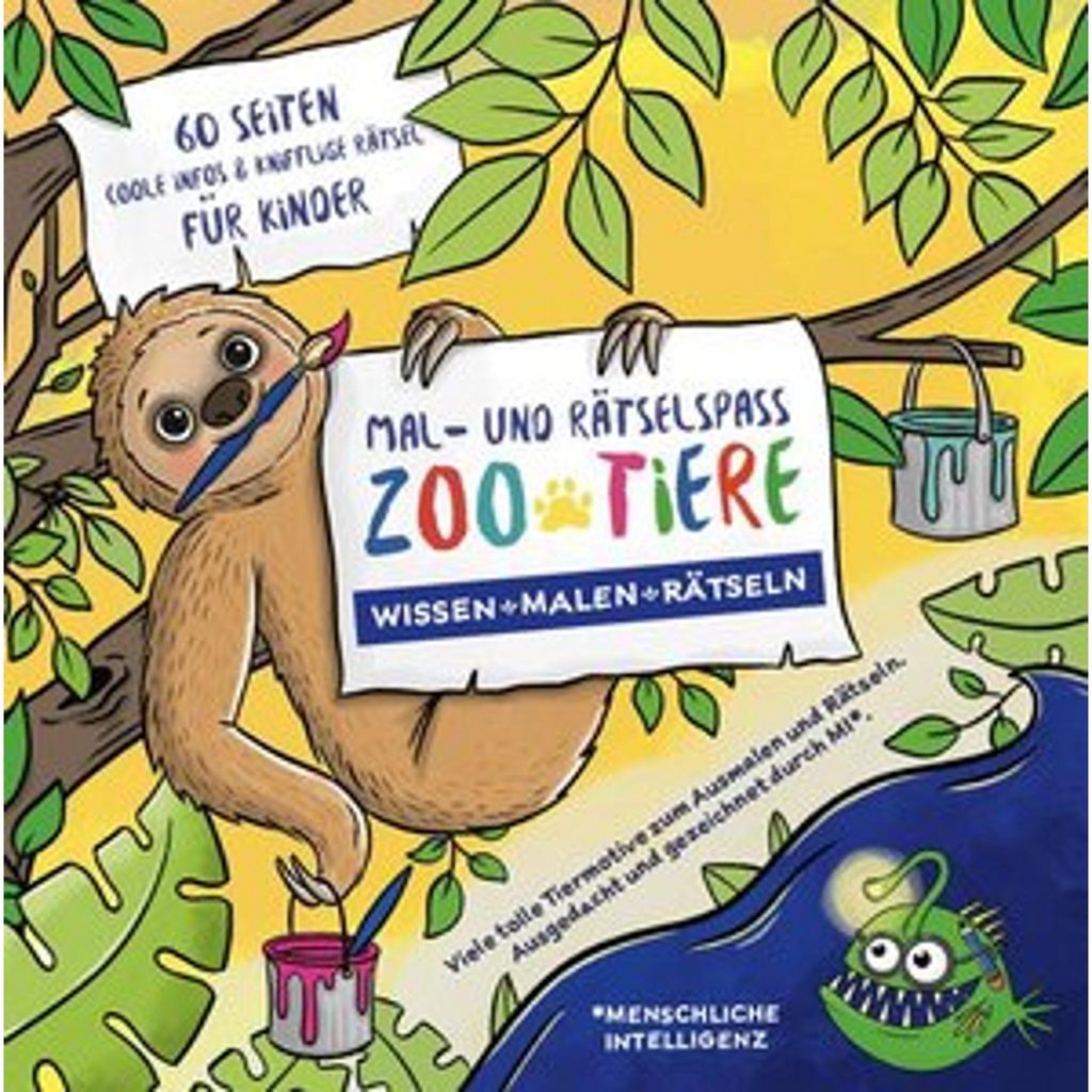 Mal- und Rätselbuch Zoo-Tiere 60 Seiten mit Tierfakten und IUCN Gefährdungsgrad zum Ausmalen