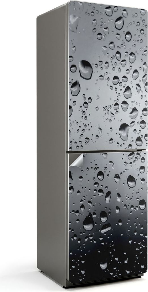 Tropfen auf Glas – Kühlschrank Aufkleber – Klebefolie Kühlschrank – Kühlschrank Dekor – Kühlschrankfolie selbstklebend – Küchen Deko...
