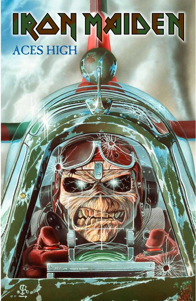 Poster Iron Maiden Aces High 106x70 - Tissu Durable sans Plis ni Reflets