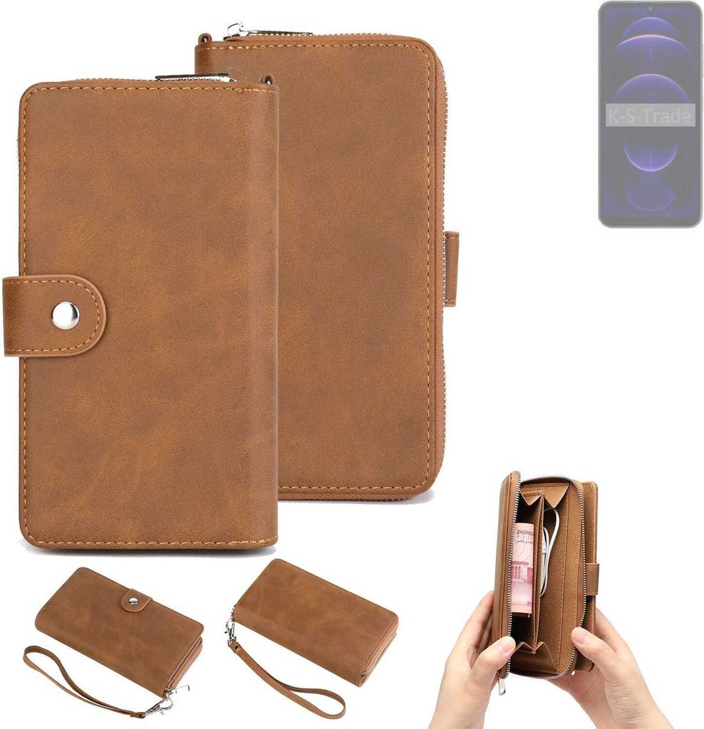 K-S-Trade Handyhülle Schutzhülle kompatibel mit Hotwav Note 13 & Portemonnee Tasche Handytasche Case Etui Geldbörse Wallet braun (1x)