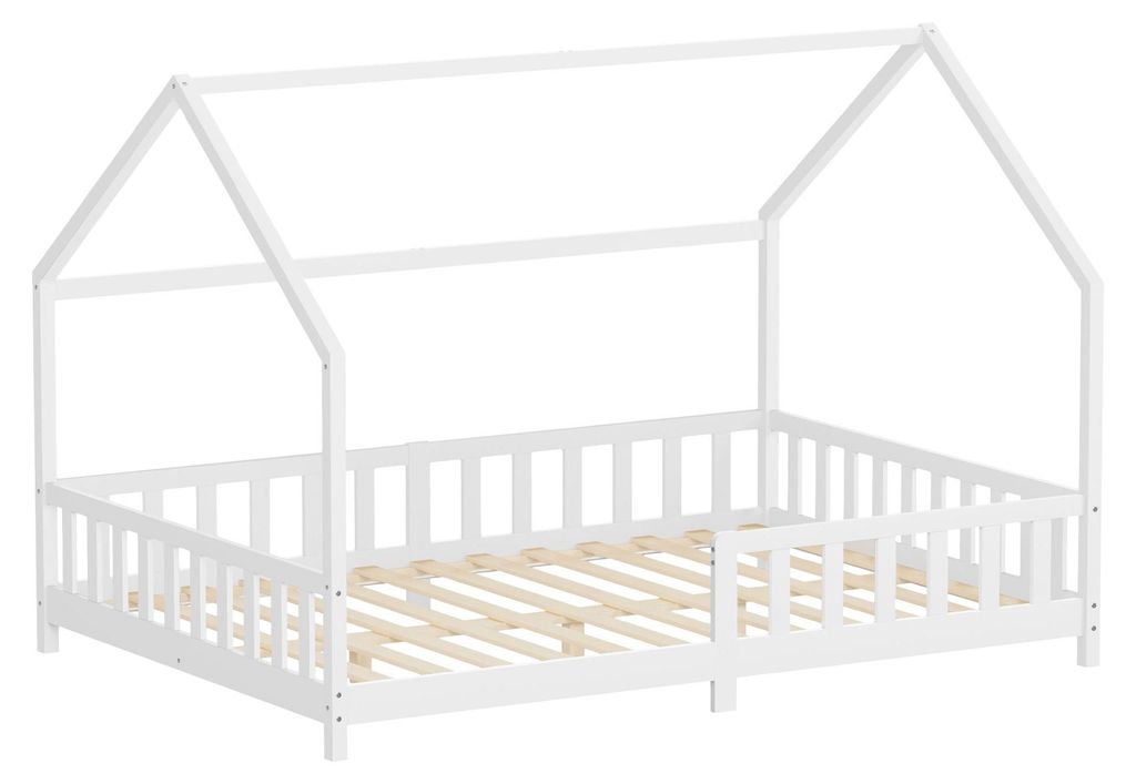 ML-Design Kinderbett 140x200cm mit Rausfallschutz, Dach & Produktbild 