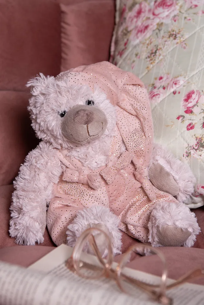Peluche Ours rose Clayre & Eef 22 cm - Texture douce et look rétro - 5