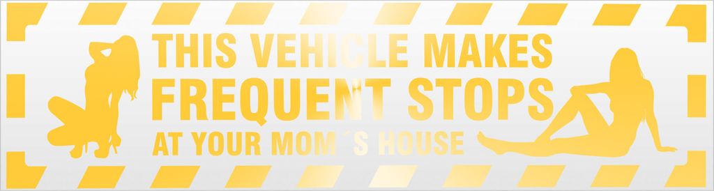 Kiwistar Frequent Stops Your Mom gestreift Magnetschild Schild magnetisch - 30cm Gelb - reflektierend - Magnetfolie für Auto PKW Kfz