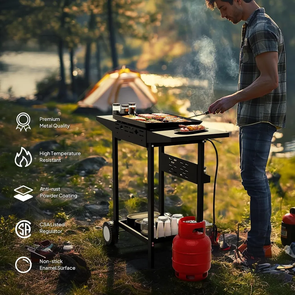 Barbecue gaz 5,86 kW plaque émaillée FCH : performance et cuisson précise - 5