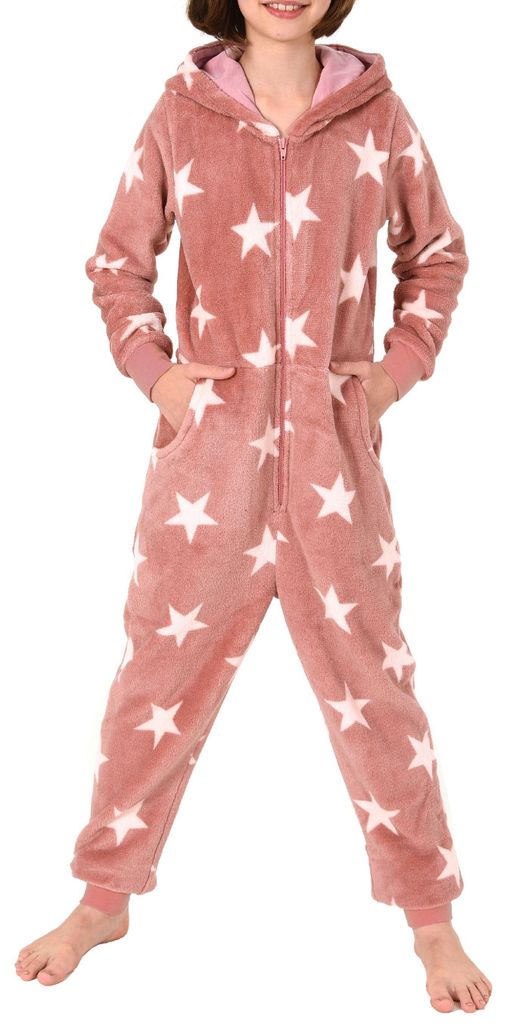 Mädchen Jumpsuit Overall Schlafanzug Pyjama langarm - Sternenmotiv - 291 467 97 961 ; rose , 140