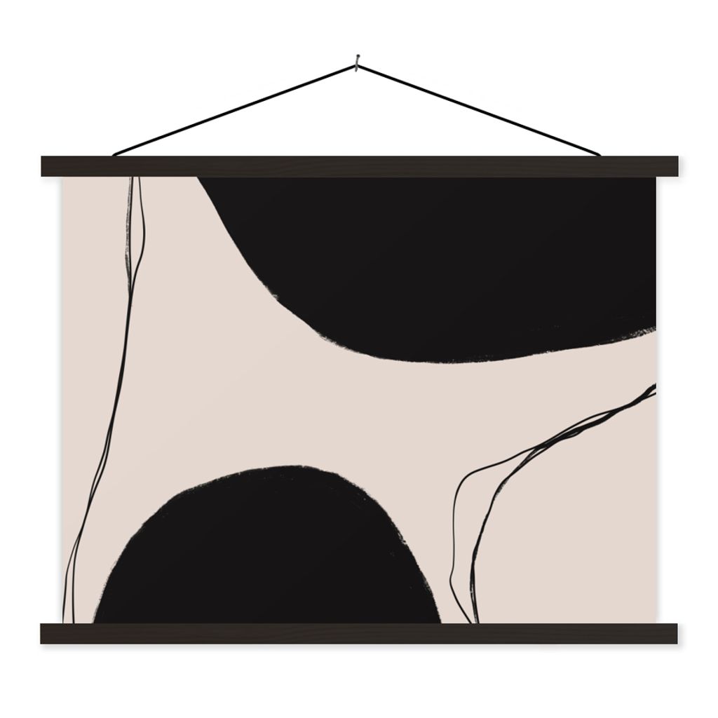 MuchoWow Textilposter Pastell - Schwarz - Minimalismus 150x113 cm mit schwarzem Rahmen - Wohnzimmer