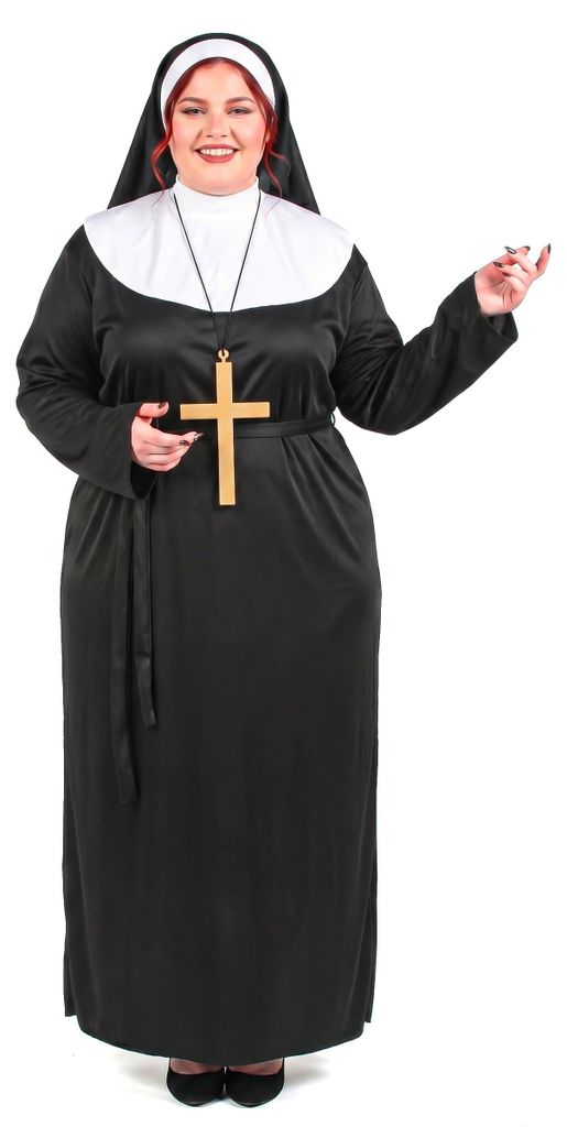 Nonne-Kostüm in Übergrösse Karneval-Kostüm schwarz-weiss - Produktbild 
