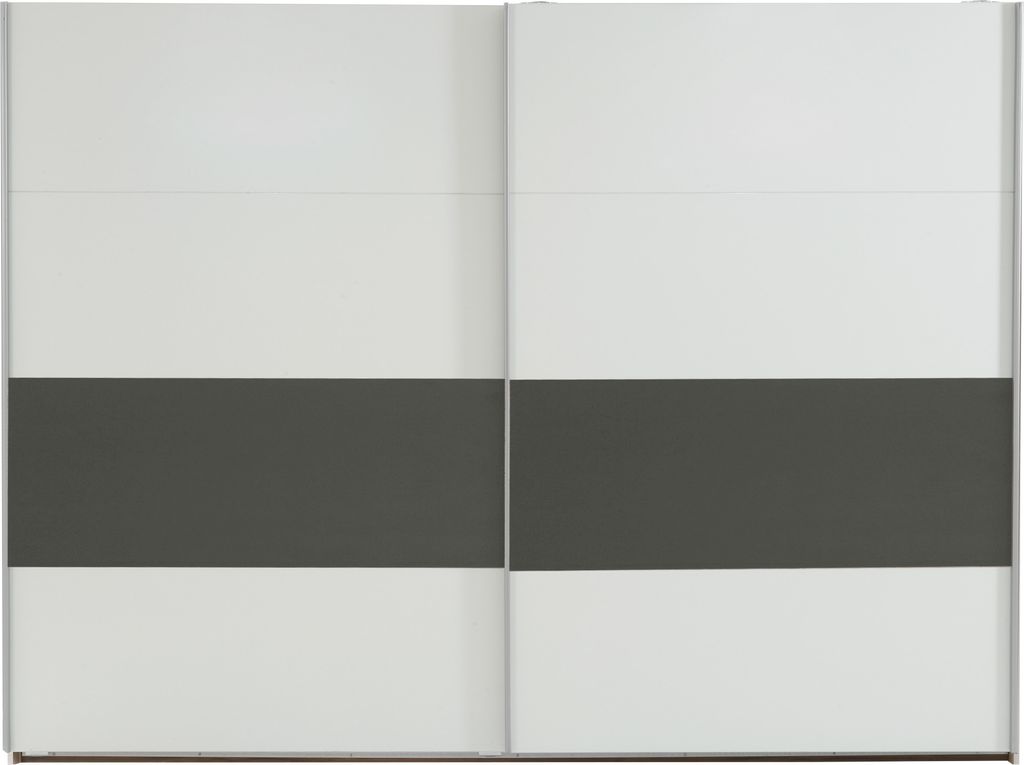 Schwebetürenschrank >Bert< 3 Böden, 3 Stangen, Weiß / Graphit - 270x208x65cm (BxHxT)