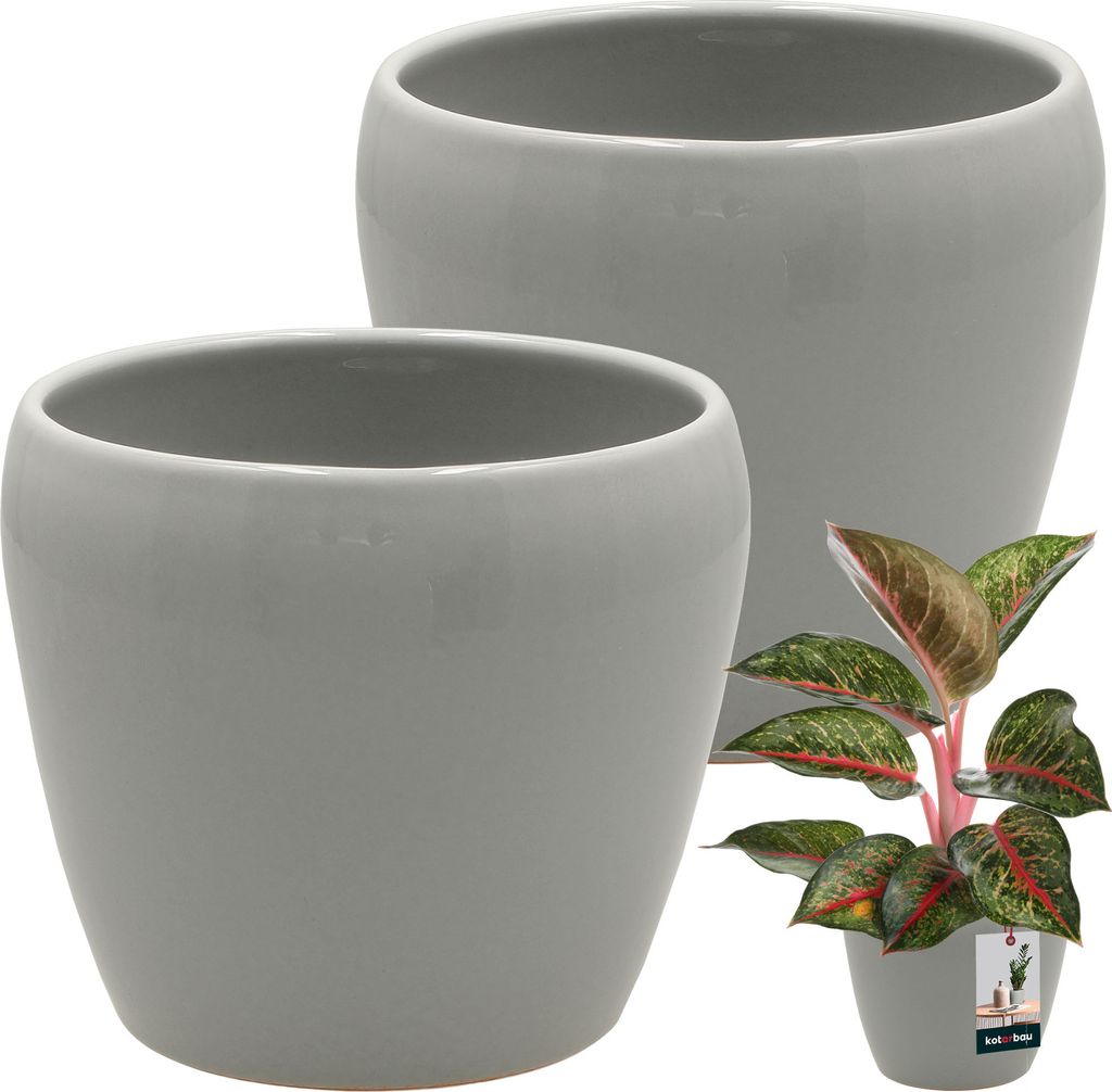 KOTARBAU® 2 St. Blumentopf Grau innen rund ⌀ 12 cm H: 12 cm Produktbild 
