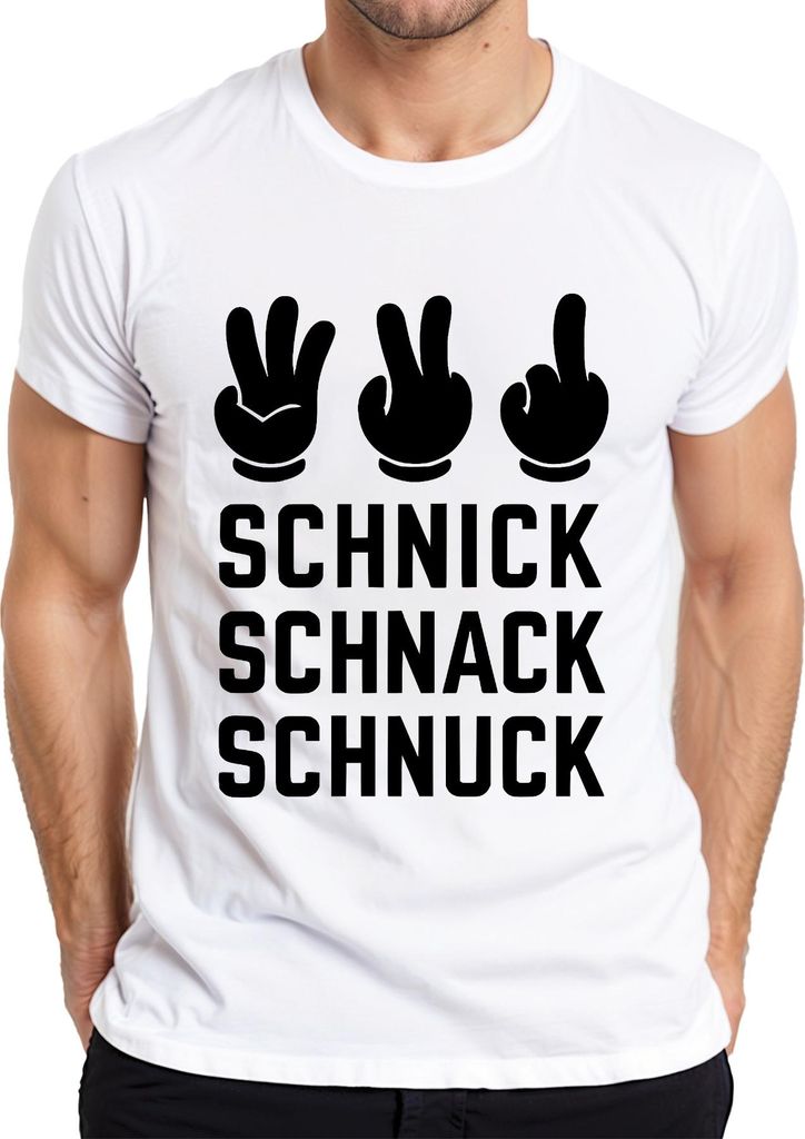 Schnick Schnack Schnuck Spiel Handzeichen Geschenk Lustig Retro Herren T-Shirt, Weiß, L