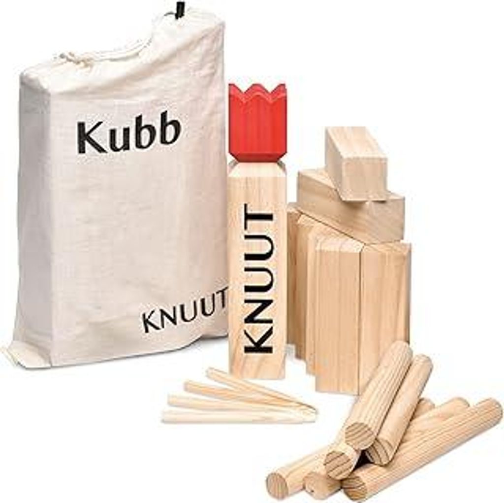 Kubb Outdoor Spiel XXL - Original Wikinger Spiel - Schweden Schach - Holz Schwedenschach mit Stoffbeutel Wurfspiel aus FSCKieferholz für Kinder un...