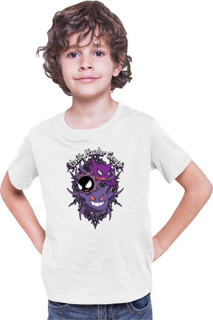 Kinder T-Shirt Japan Anime Manga Pokemon Gengar, 12-13 Jahr - 152 / Weiß