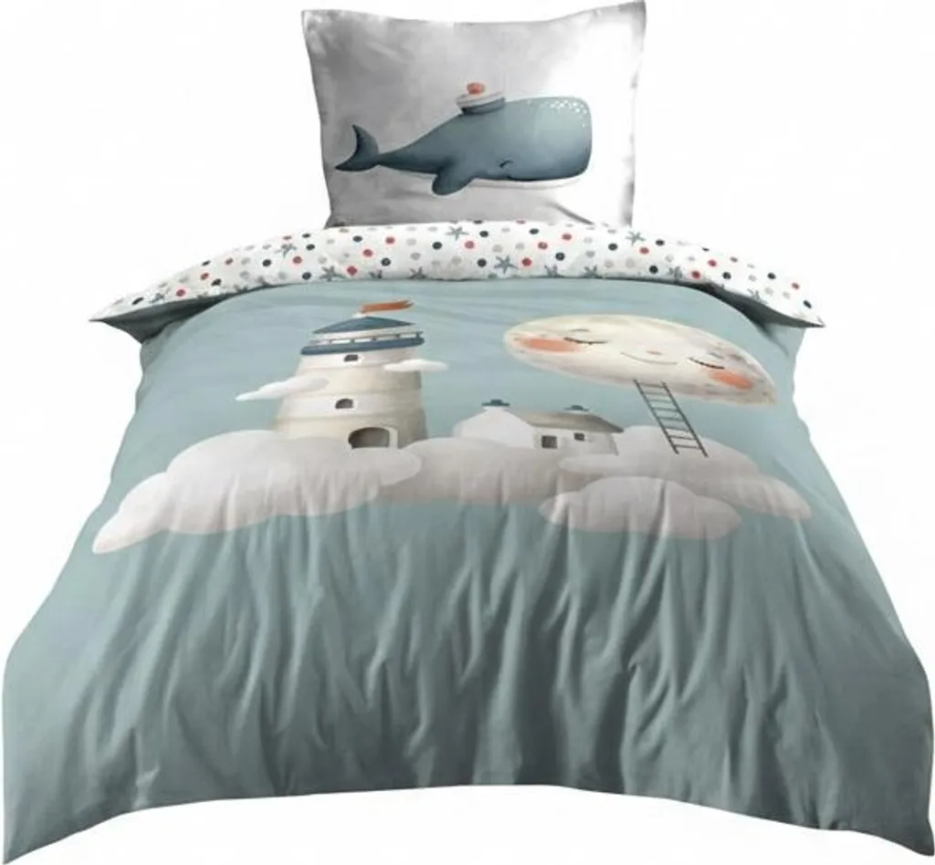 Housse de couette Moby la baleine avec taie d'oreiller enfant