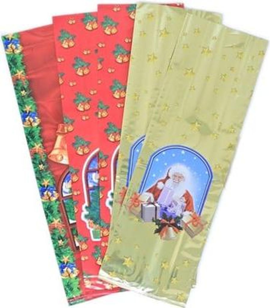Weihnachts-Folienbeutel 19 x 40 cm MIX, 5 Stück