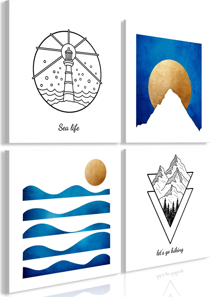 Quadro su tela italiano - Mare o montagne (4 parti) 60x60 cm Astratto n-C-0333-b-i