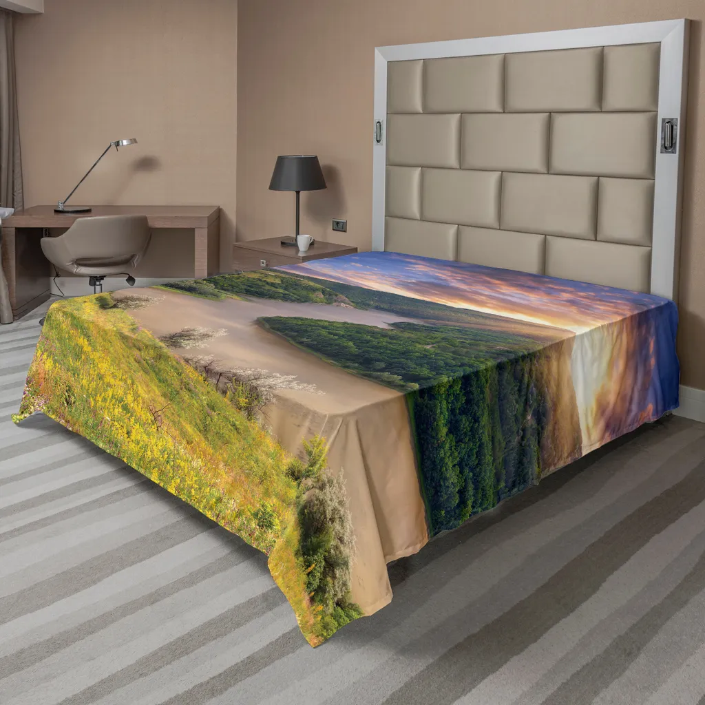 Drap Plat Doux et Confortable Motif Rivière Calme en Microfibre Douce