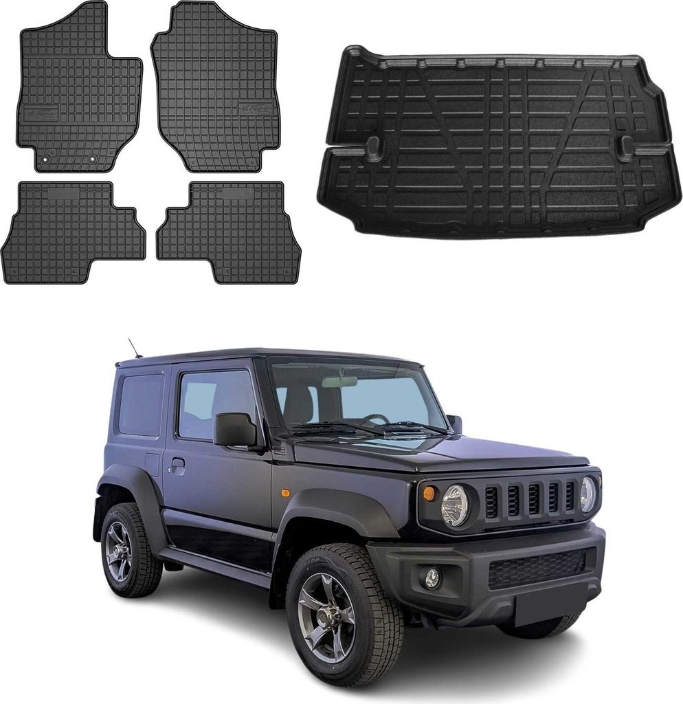 Fußmatten & Kofferraumwanne Set für Suzuki Jimny 2019-2025 Gummi TPE Schwarz 5x
