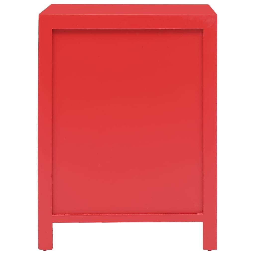 Möbel Nachttisch Elegantes Design - Beistelltisch - Nachtschrank - Rot 38×28×52 cm Paulownia Holz Top7386120