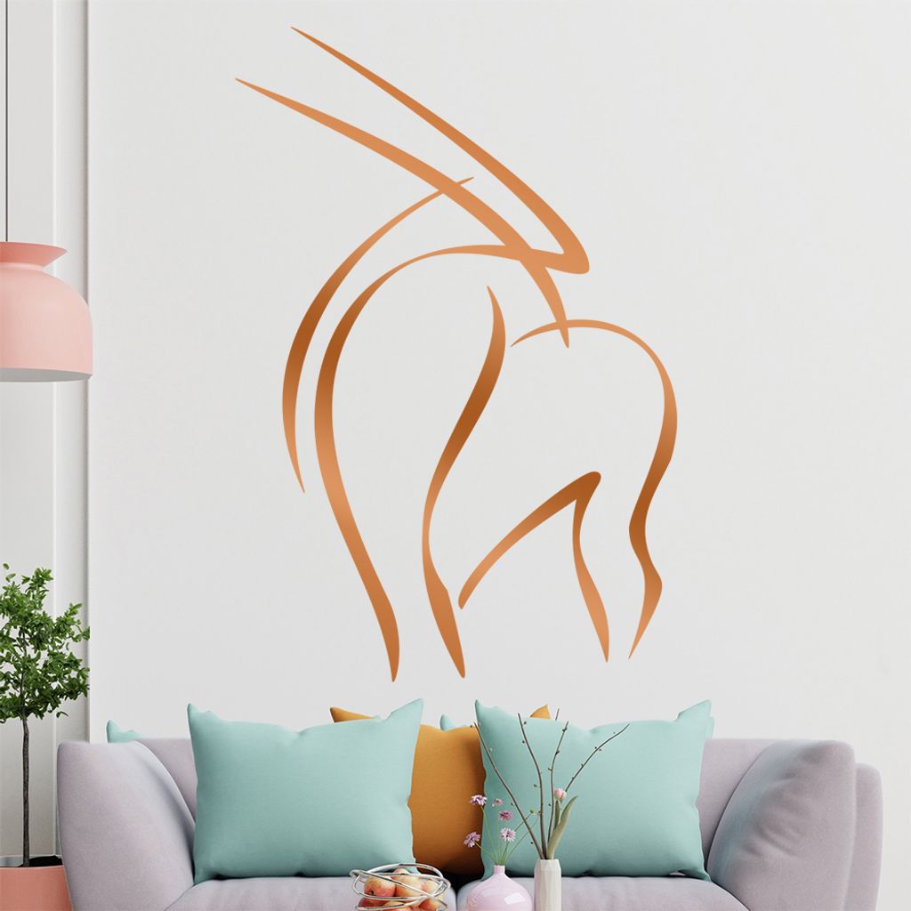 Antilope Linien Wandtattoo in 6 Größen - Wandaufkleber Wall Sticker - Dekoration, Küche, Wohnzimmer, Schlafzimmer, Badezimmer