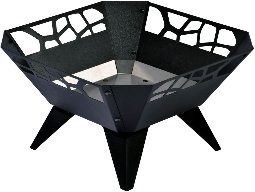 dobar Design Feuerschale für Garten Balkon Terrasse, Feuerstelle viereckig für draußen, 51,5 x 51,5 x 30 cm, Stahl pulverbeschichtet