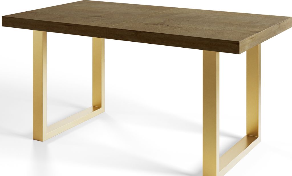 Alpi Moebel, Rechteckig Esstisch Loft-U, Ausziehbarer Tish 140-240x80x77 cm, Lefkas mit Gold Metallbeinen
