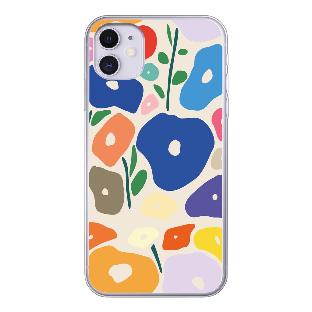 MuchoWow Handyhülle Schutzhülle Hülle für iPhone 11 Blume - Abstrakt - Blätter Silikon Softcase Handy Hülle - Handytasche