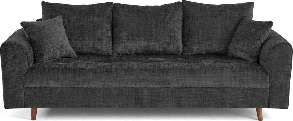 Lisa Design Rune - 3-Sitzer Einzelsofa aus strukturiertem Samt , Anthrazitgrau