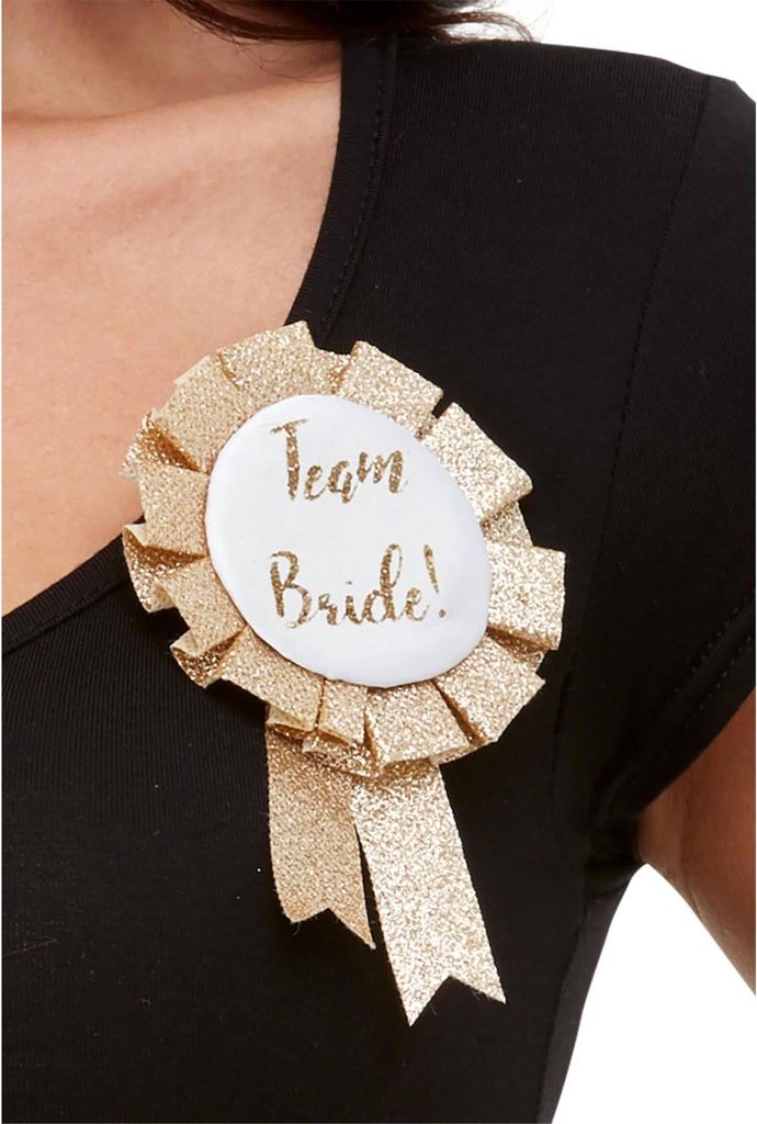 Smiffys - Damen Rosette - Abzeichen "Team Bride" SM1280 (Einheitsgröße) (Roségold)