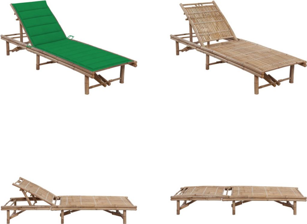 vidaXL Garten Sonnenliege mit Auflage Bambus - Sonnenliege - Sonnenliegen - Sonnenliege Mit Auflage - Sonnenliegen Mit Auflagen