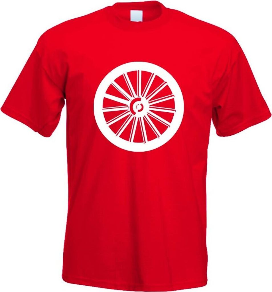 Kiwistar - T-Shirt - rot - Rad Wheel alt antik Motiv Bedruckt Funshirt Design Print - mit Motiv Bedruckt - Funshirt Design - Sport - Freizeit - Her...