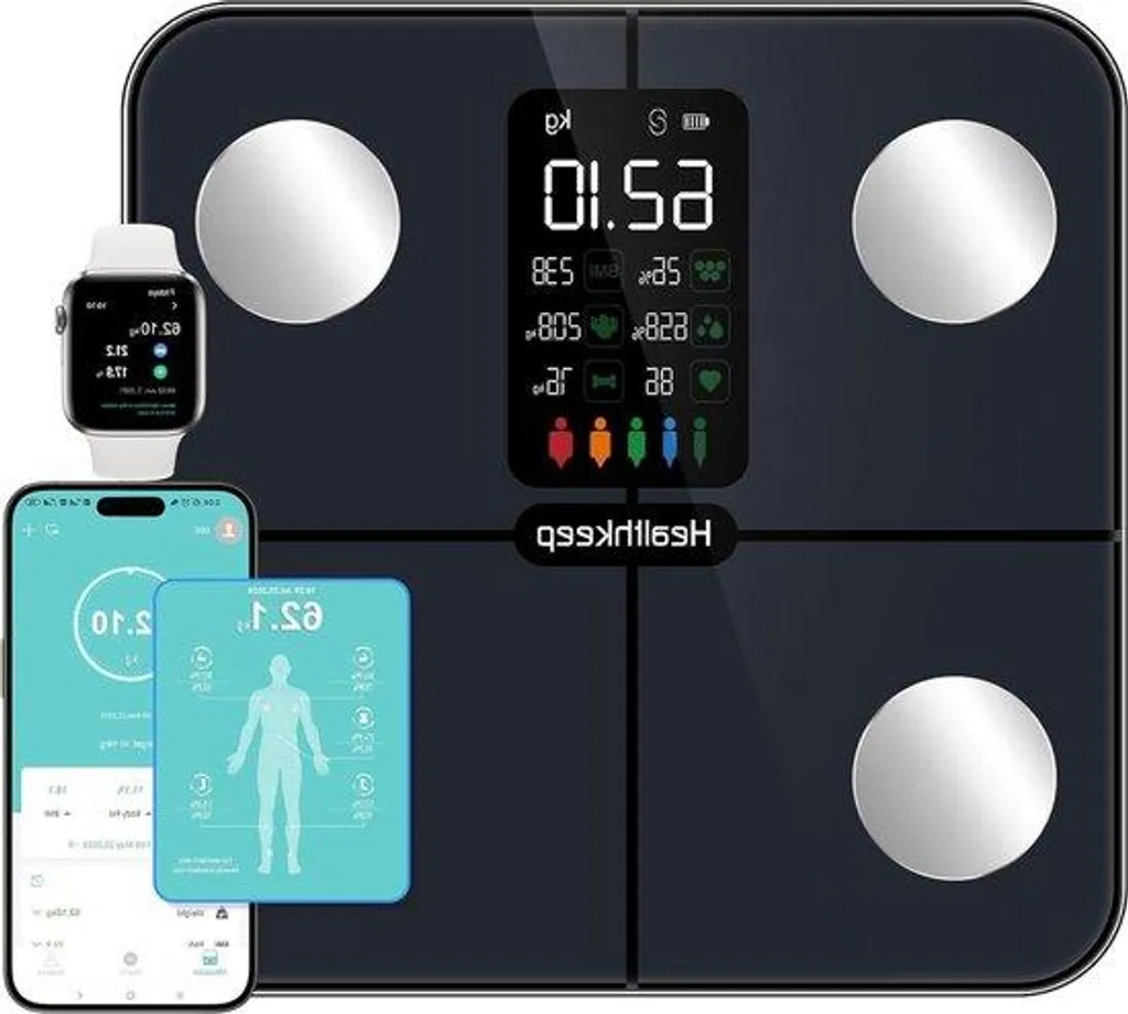 Pèse-personne connecté avec grand écran LCD et suivi via App iOS Android