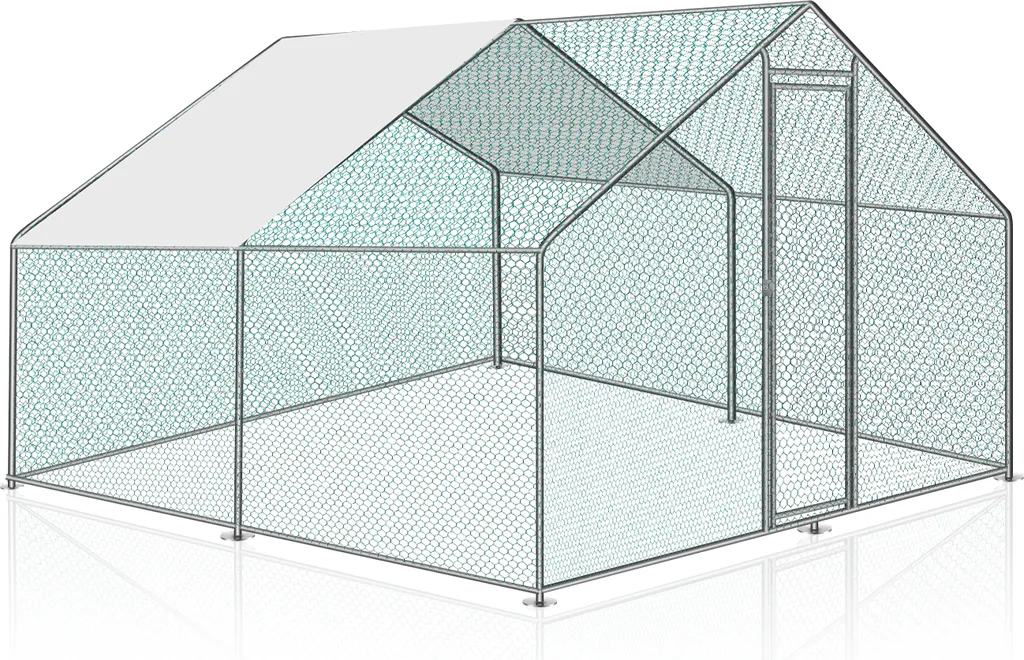 TolleTour Pollaio 3x2x2m Pollaio Piccolo recinto per animali ruspanti Recinto per animali piccoli Voliera Recinto per animali ruspanti Gabbia per polli Pollaio Struttura in acciaio zincato con tetto