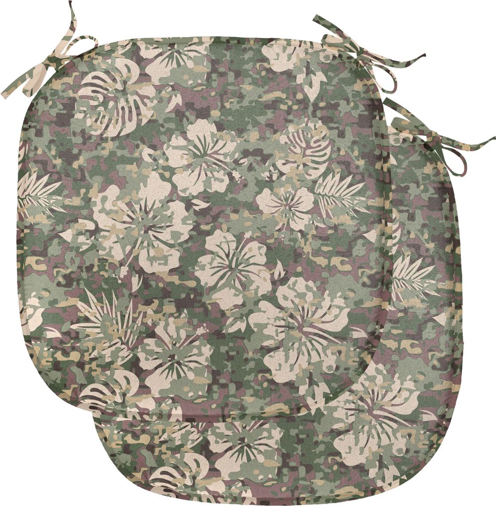 ABAKUHAUS Camo Polster für Esszimmerstühle, Aloha tropische Dschungel, Dekoratives wasserfestes Kissen mit Riemen für Küchensitze, 40 cm x 40 c...
