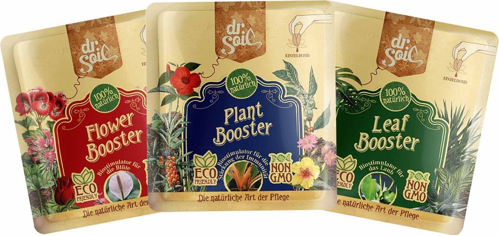 Dr.Soil Pflanzenpflegepaket für die Gesundheit von Balkonpflanzen mit konzentrierten Monodosen von Leaf Booster 10ml (Biostimulator für die Blatt...
