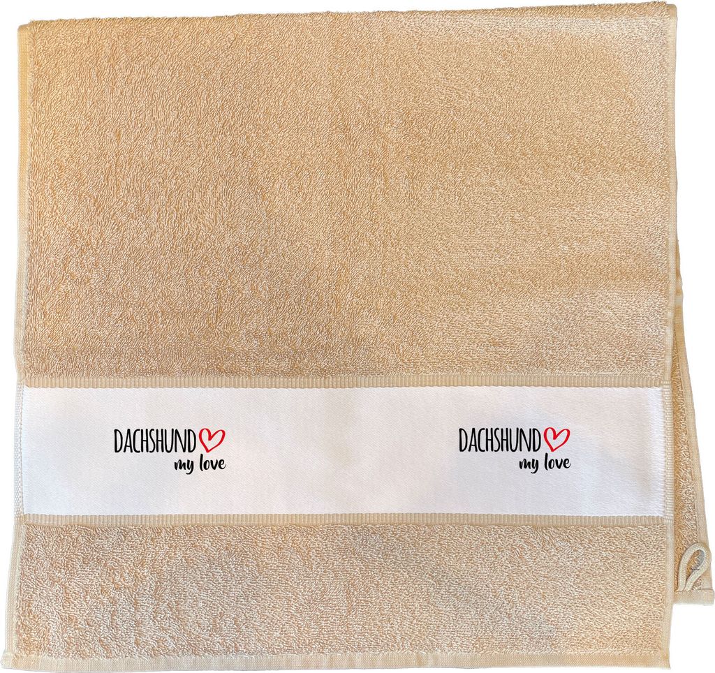 Huuraa Handtuch Dachshund my love 50x100cm Sand Baumwolle Handtuch Geschenkidee
