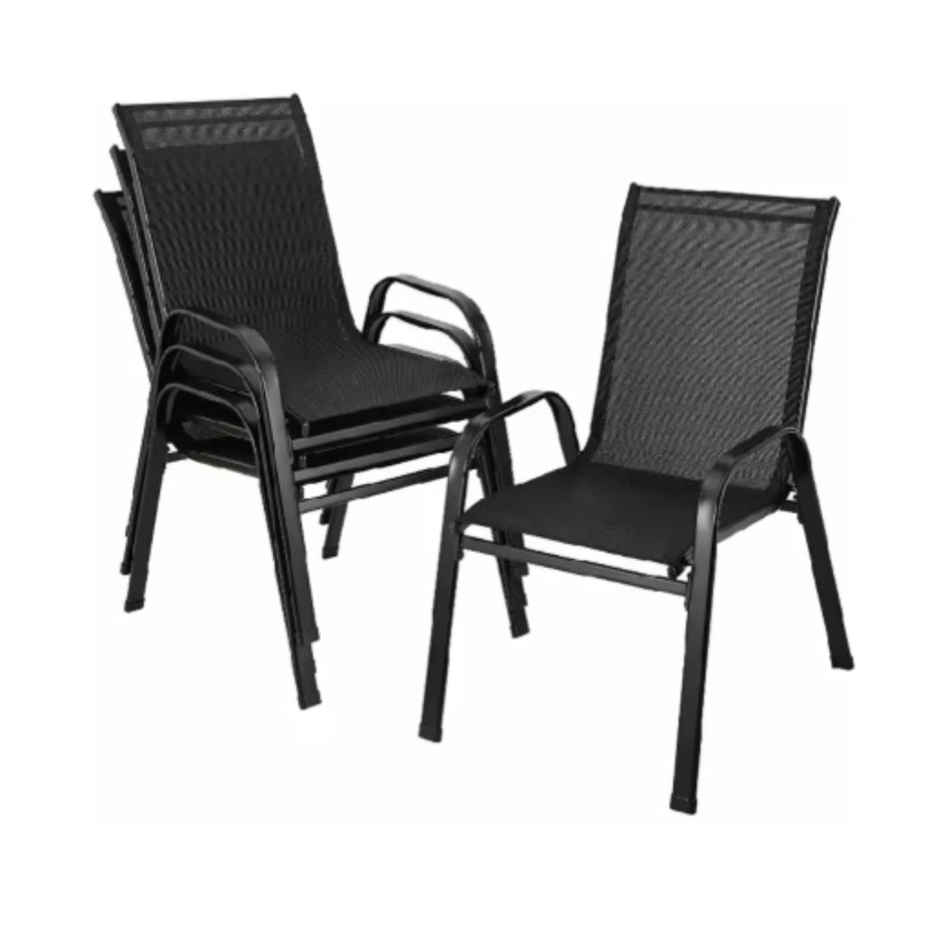 Metall Gartenstuhl-Set – Gartenstühle – Gartentisch-Stühle – Stapelbare Terrassenstühle aus Textilene – 4er-Set – Max. Belastbarkeit 1...