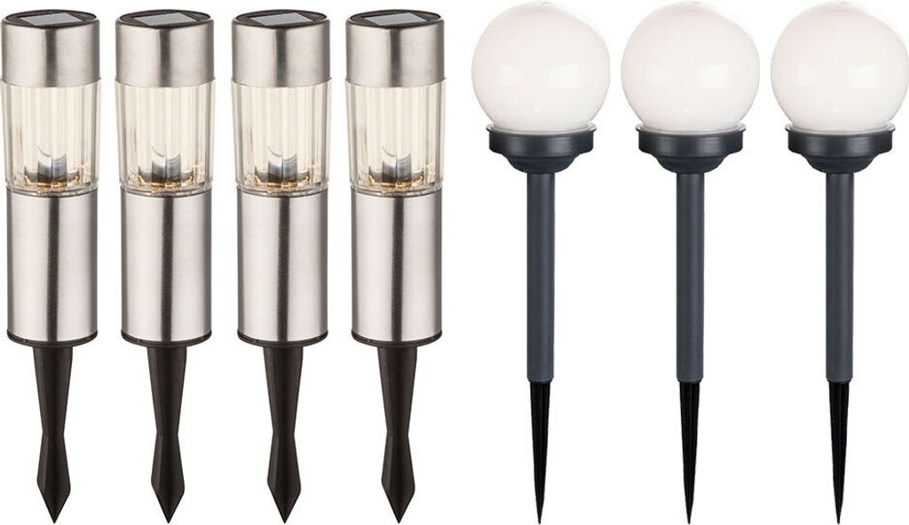 7er Set LED Solarlampe, Erdspieß, Kugel