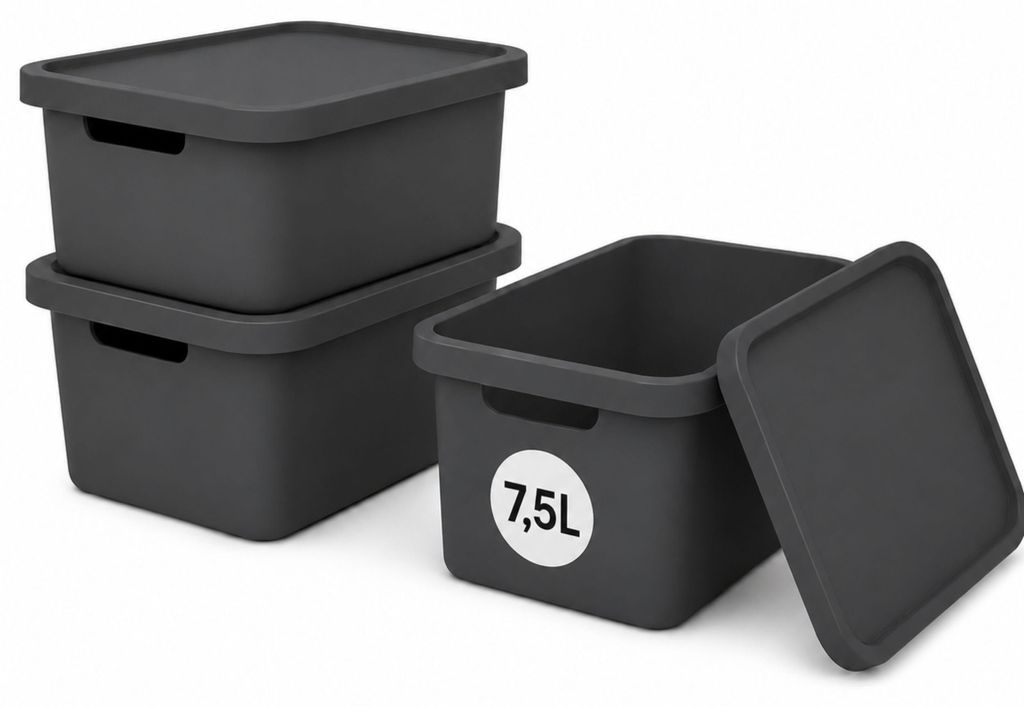 Plastard Boxen 7,5 L, 3er-Set, stapelbar, BPA-frei, Produktbild 
