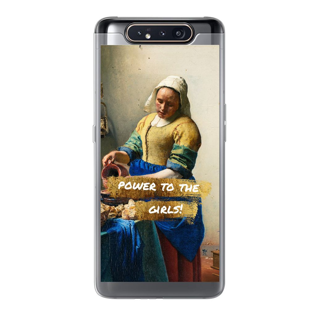 MuchoWow Handyhülle Schutzhülle Hülle für Samsung Galaxy A80 Milchmädchen - Gold - Zitate - Gemälde - Alte Meister Silikon Softcase Handy H...