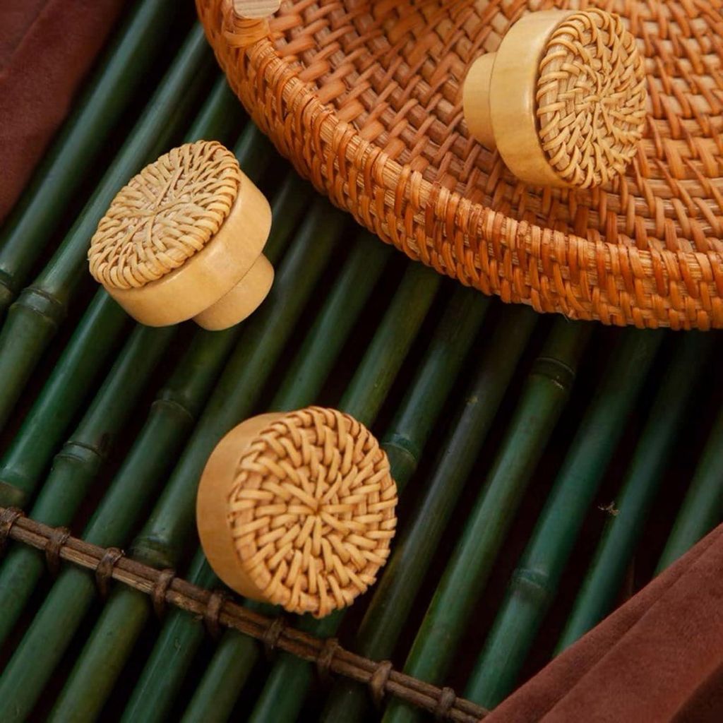 Rattan Möbelknöpfe - Schrankknöpfe für Möbel - 12 Stück - 40 mm