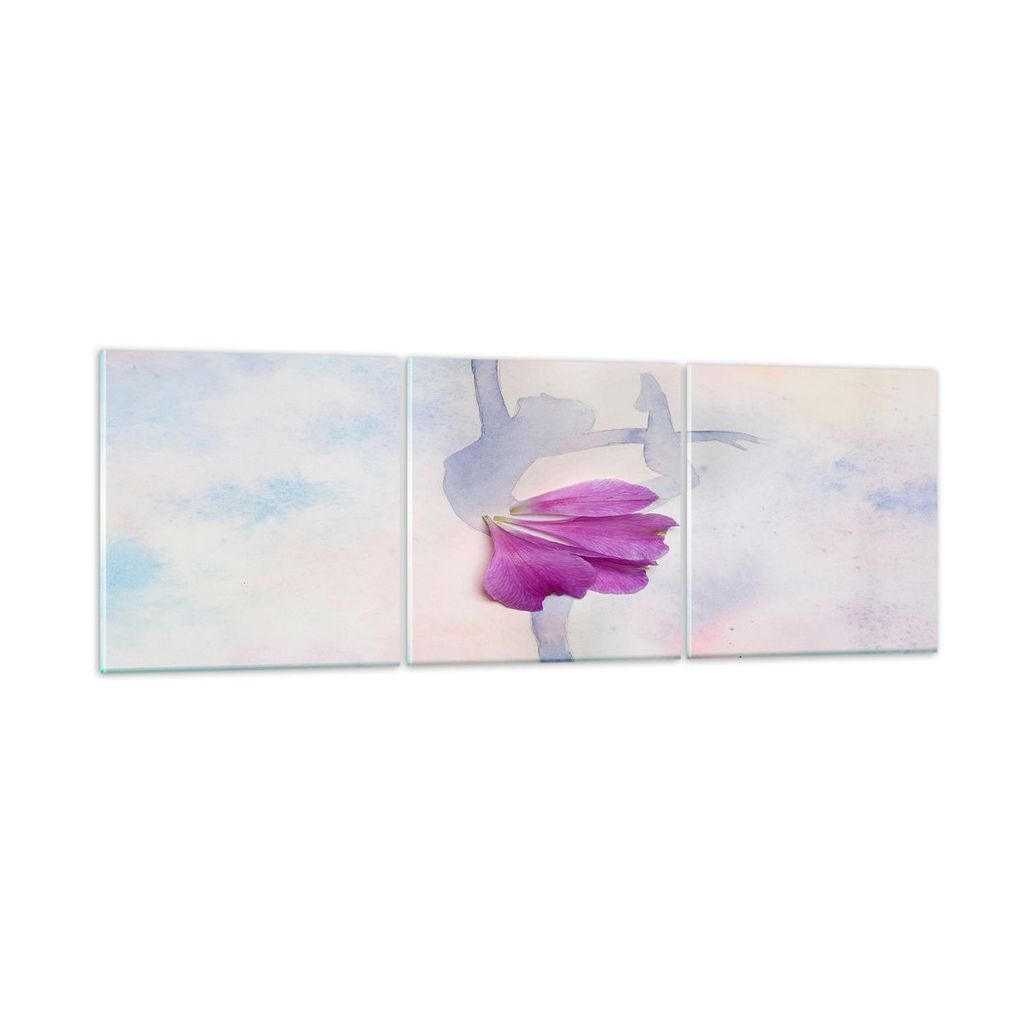 Bilder auf glas - Ballett Blumen Mädchen Eleganz - 150x50cm - Glasbilder - Wandbilder - Kunstdruck - zum Aufhängen bereit - Wanddekoration aus Gl...