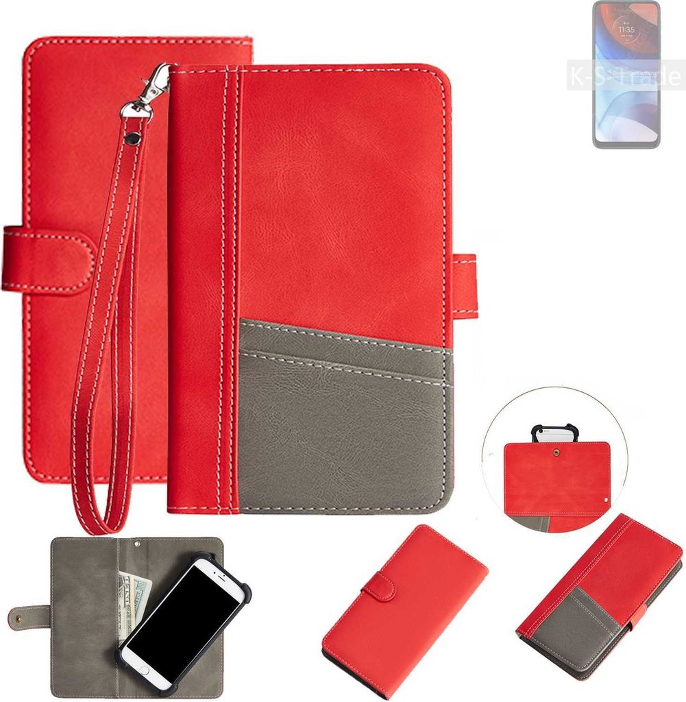 K-S-Trade Handy Schutzhülle für Motorola Moto E7i Power Hülle Portemonnee Brieftasche Klapphülle Kartenfächer Flip Wallet Case Etui