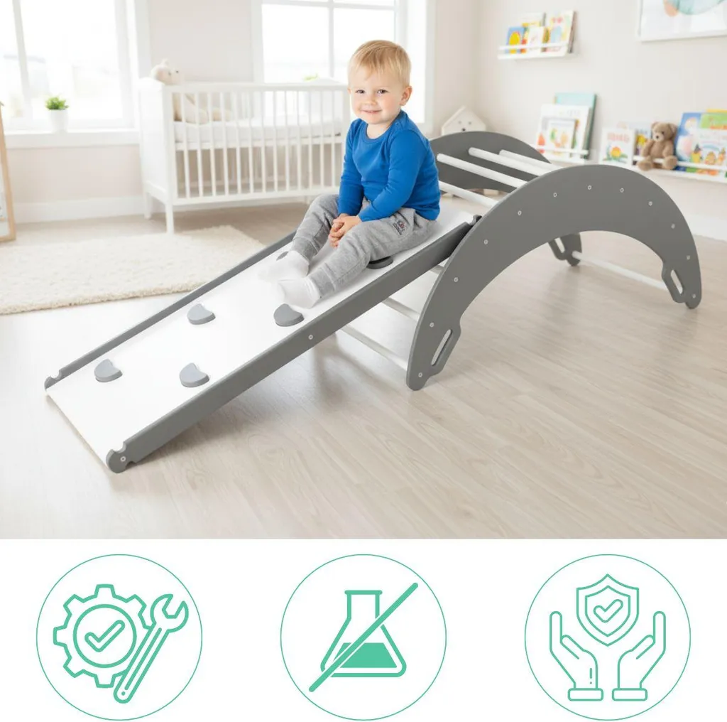 Espace de jeu modulable Moon Plus, structure en mousse blanche et grise - 4
