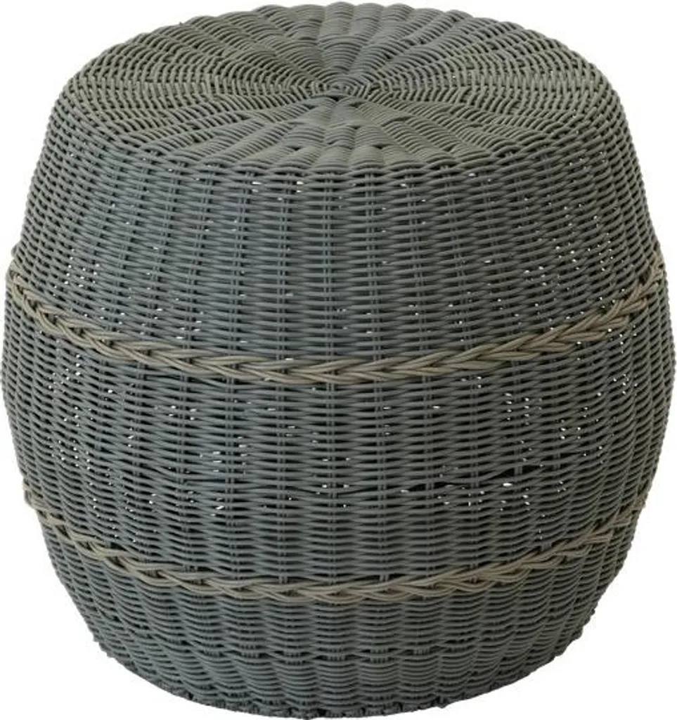 Pouf - Ø46x40 cm - In vimini - Verde
