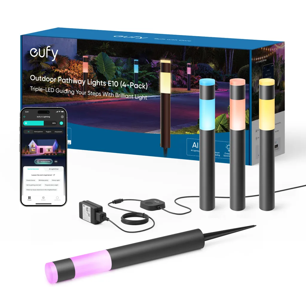Eufy Lampe de Jardin LED RGBWW 1500-9000K Pack de 4 Éclairage Connecté